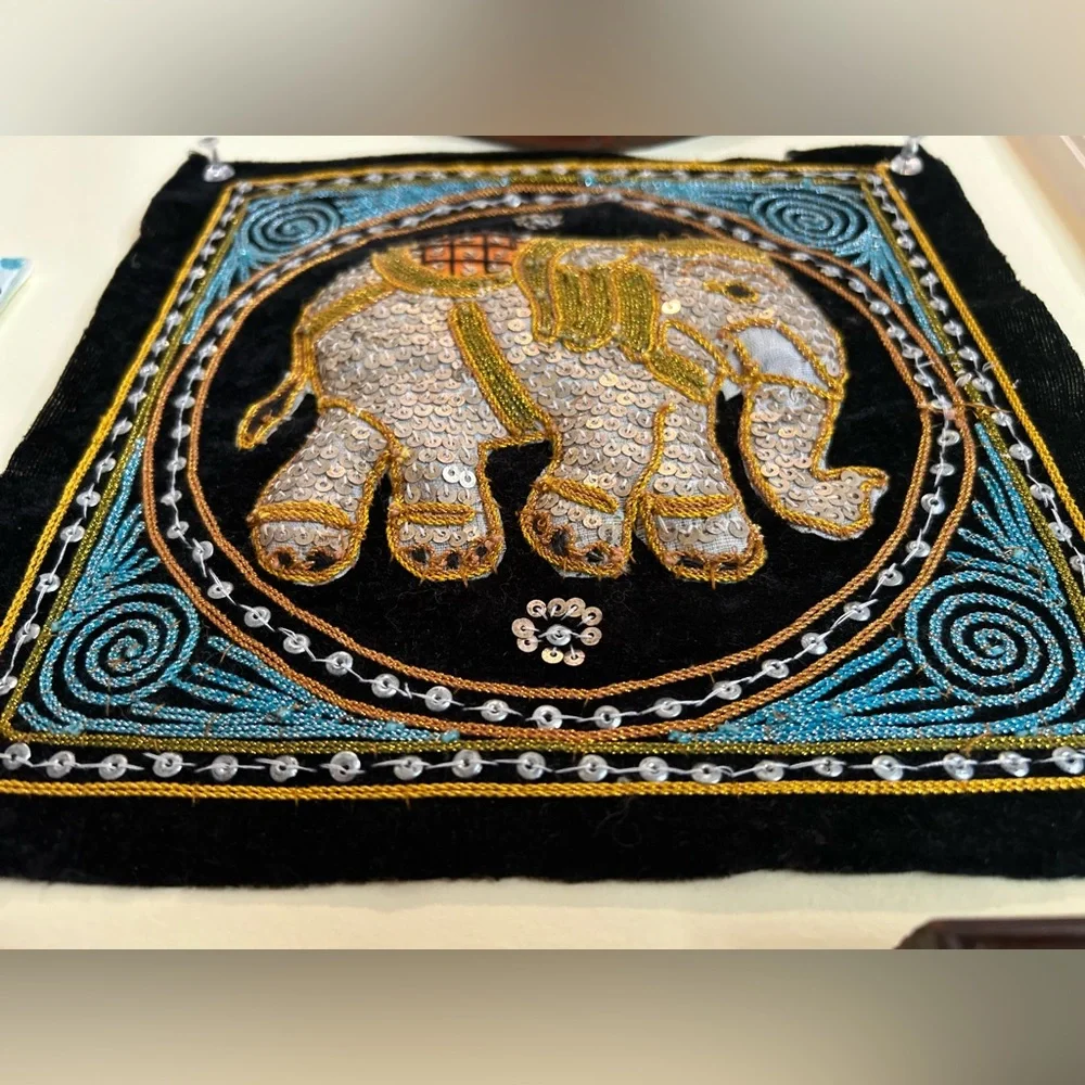 Elegant Elephant Embroidered Wall Decor‎ embroidery, needlework, handmade